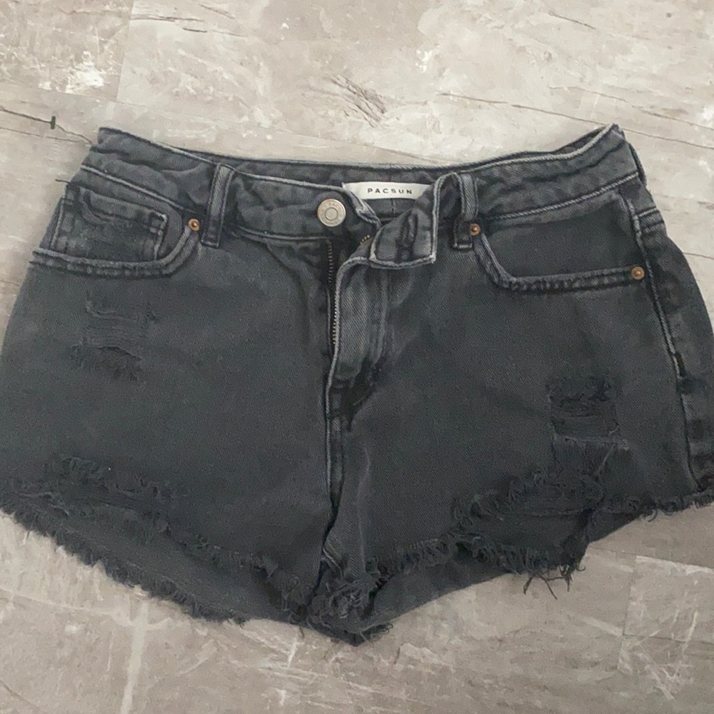black ripped shorts from pacsun